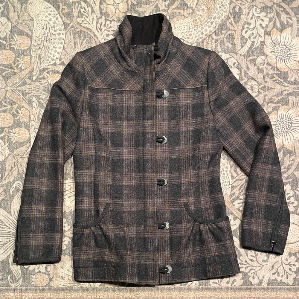 Dubarry of Ireland Bracken Black and Brown Plaid tweet/ Pea Coat